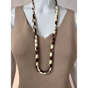 Vintage Brown & Cream Beaded Necklace